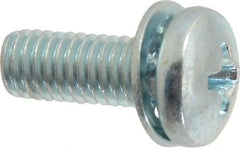 Value Collection - #10-32 UNF, 1/2" Length Under Head Phillips Drive Machine Screw - Pan Head, Grade J82 Steel, Zinc-Plated Finish, Internal Tooth - Apex Tool & Supply
