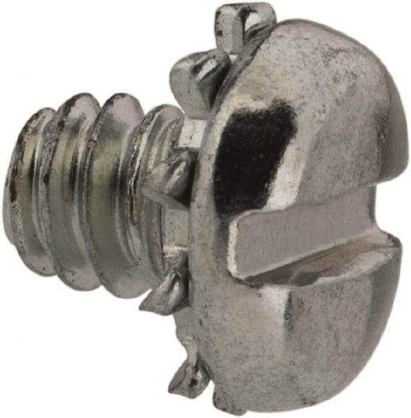 Value Collection - #6-32 UNC, 3/16" Length Under Head Slotted Drive Machine Screw - Pan Head, Grade J82 Steel, Zinc-Plated Finish, External Tooth - Apex Tool & Supply
