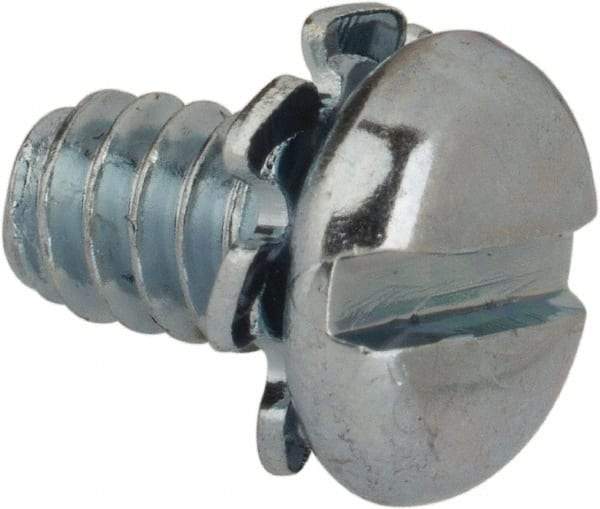 Value Collection - #6-32 UNC, 1/4" Length Under Head Slotted Drive Machine Screw - Pan Head, Grade J82 Steel, Zinc-Plated Finish, External Tooth - Apex Tool & Supply