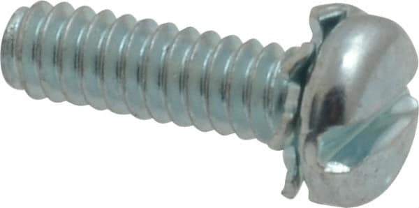 Value Collection - #6-32 UNC, 1/2" Length Under Head Slotted Drive Machine Screw - Pan Head, Grade J82 Steel, Zinc-Plated Finish, External Tooth - Apex Tool & Supply