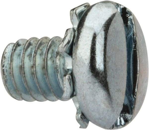 Value Collection - #8-32 UNC, 1/4" Length Under Head Slotted Drive Machine Screw - Pan Head, Grade J82 Steel, Zinc-Plated Finish, External Tooth - Apex Tool & Supply