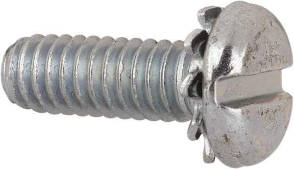 Value Collection - #8-32 UNC, 1/2" Length Under Head Slotted Drive Machine Screw - Pan Head, Grade J82 Steel, Zinc-Plated Finish, External Tooth - Apex Tool & Supply