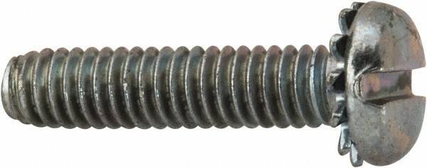Value Collection - #8-32 UNC, 3/4" Length Under Head Slotted Drive Machine Screw - Pan Head, Grade J82 Steel, Zinc-Plated Finish, External Tooth - Apex Tool & Supply