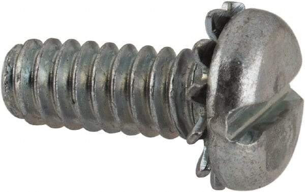 Value Collection - #10-24 UNC, 1/2" Length Under Head Slotted Drive Machine Screw - Pan Head, Grade J82 Steel, Zinc-Plated Finish, External Tooth - Apex Tool & Supply