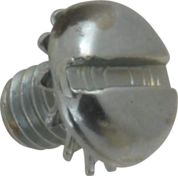 Value Collection - #10-32 UNF, 1/4" Length Under Head Slotted Drive Machine Screw - Pan Head, Grade J82 Steel, Zinc-Plated Finish, External Tooth - Apex Tool & Supply
