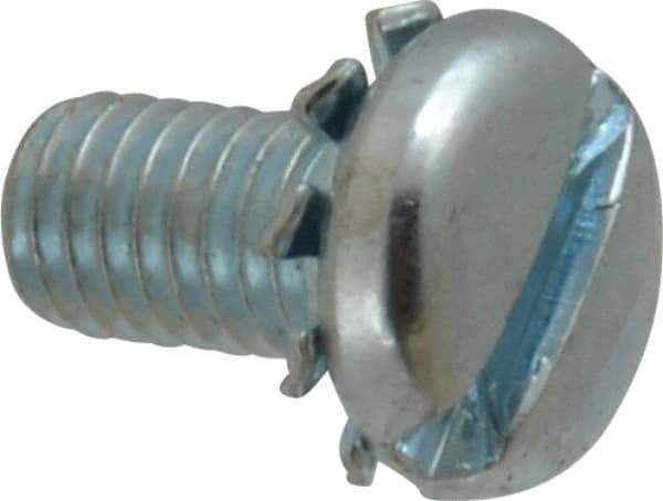 Value Collection - #10-32 UNF, 3/8" Length Under Head Slotted Drive Machine Screw - Pan Head, Grade J82 Steel, Zinc-Plated Finish, External Tooth - Apex Tool & Supply