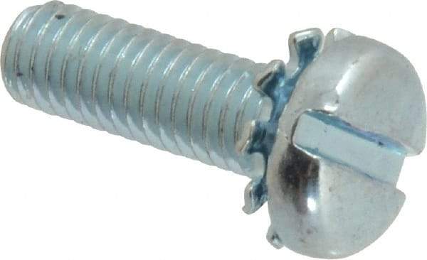 Value Collection - #10-32 UNF, 5/8" Length Under Head Slotted Drive Machine Screw - Pan Head, Grade J82 Steel, Zinc-Plated Finish, External Tooth - Apex Tool & Supply