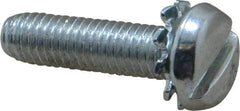 Value Collection - #10-32 UNF, 3/4" Length Under Head Slotted Drive Machine Screw - Pan Head, Grade J82 Steel, Zinc-Plated Finish, External Tooth - Apex Tool & Supply