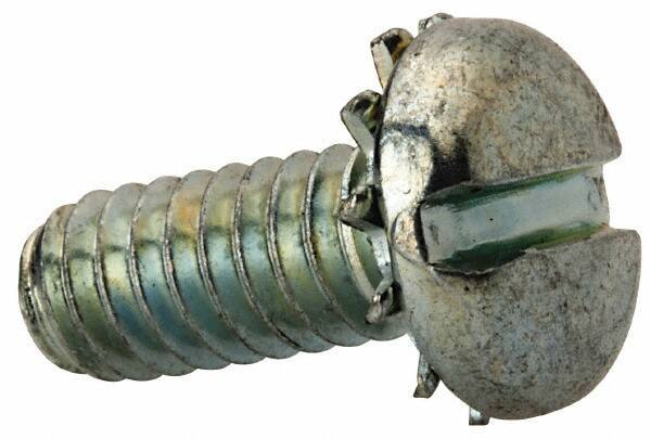 Value Collection - 1/4-20 UNC, 5/8" Length Under Head Slotted Drive Machine Screw - Pan Head, Grade J82 Steel, Zinc-Plated Finish, External Tooth - Apex Tool & Supply