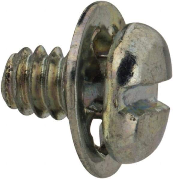 Value Collection - #4-40 UNC, 3/16" Length Under Head Slotted Drive Machine Screw - Pan Head, Grade J82 Steel, Zinc-Plated Finish, Internal Tooth - Apex Tool & Supply