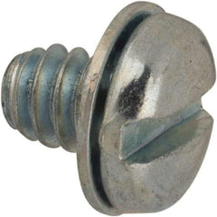 Value Collection - #6-32 UNC, 3/16" Length Under Head Slotted Drive Machine Screw - Pan Head, Grade J82 Steel, Zinc-Plated Finish, Internal Tooth - Apex Tool & Supply