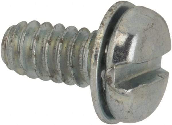 Value Collection - #6-32 UNC, 5/16" Length Under Head Slotted Drive Machine Screw - Pan Head, Grade J82 Steel, Zinc-Plated Finish, Internal Tooth - Apex Tool & Supply