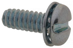Value Collection - #6-32 UNC, 3/8" Length Under Head Slotted Drive Machine Screw - Pan Head, Grade J82 Steel, Zinc-Plated Finish, Internal Tooth - Apex Tool & Supply