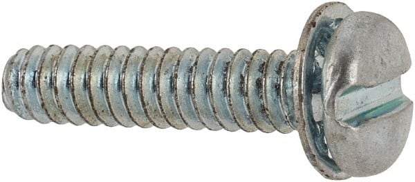 Value Collection - #6-32 UNC, 5/8" Length Under Head Slotted Drive Machine Screw - Pan Head, Grade J82 Steel, Zinc-Plated Finish, Internal Tooth - Apex Tool & Supply