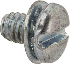 Value Collection - #8-32 UNC, 1/4" Length Under Head Slotted Drive Machine Screw - Pan Head, Grade J82 Steel, Zinc-Plated Finish, Internal Tooth - Apex Tool & Supply