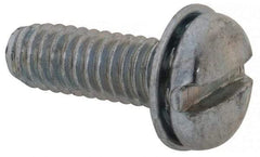 Value Collection - #8-32 UNC, 1/2" Length Under Head Slotted Drive Machine Screw - Pan Head, Grade J82 Steel, Zinc-Plated Finish, Internal Tooth - Apex Tool & Supply
