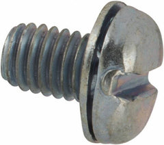 Value Collection - #10-32 UNF, 5/16" Length Under Head Slotted Drive Machine Screw - Pan Head, Grade J82 Steel, Zinc-Plated Finish, Internal Tooth - Apex Tool & Supply