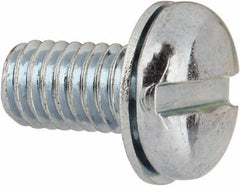 Value Collection - #10-32 UNF, 3/8" Length Under Head Slotted Drive Machine Screw - Pan Head, Grade J82 Steel, Zinc-Plated Finish, Internal Tooth - Apex Tool & Supply