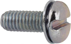 Value Collection - #10-32 UNF, 1/2" Length Under Head Slotted Drive Machine Screw - Pan Head, Grade J82 Steel, Zinc-Plated Finish, Internal Tooth - Apex Tool & Supply