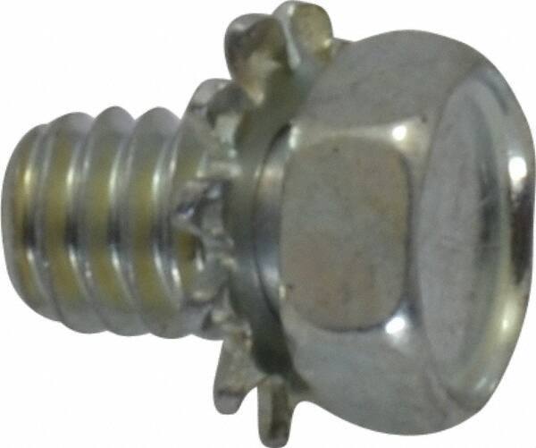 Value Collection - #8-32 UNC, 1/4" Length Under Head Hex Drive Machine Screw - Hex Head, Grade J82 Steel, Zinc-Plated Finish, External Tooth - Apex Tool & Supply
