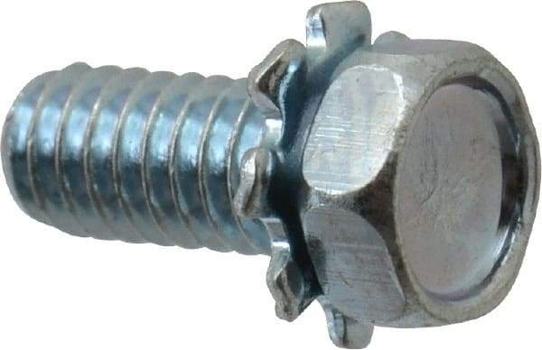 Value Collection - #8-32 UNC, 3/8" Length Under Head Hex Drive Machine Screw - Hex Head, Grade J82 Steel, Zinc-Plated Finish, External Tooth - Apex Tool & Supply