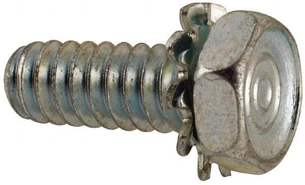 Value Collection - #10-24 UNC, 1/2" Length Under Head Hex Drive Machine Screw - Hex Head, Grade J82 Steel, Zinc-Plated Finish, External Tooth - Apex Tool & Supply
