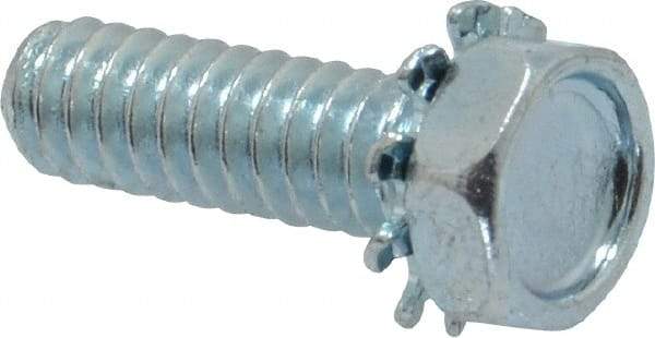 Value Collection - #10-24 UNC, 5/8" Length Under Head Hex Drive Machine Screw - Hex Head, Grade J82 Steel, Zinc-Plated Finish, External Tooth - Apex Tool & Supply