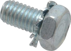 Value Collection - #10-32 UNF, 3/8" Length Under Head Hex Drive Machine Screw - Hex Head, Grade J82 Steel, Zinc-Plated Finish, External Tooth - Apex Tool & Supply