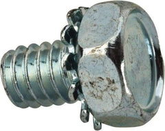 Value Collection - 1/4-20 UNC, 3/8" Length Under Head Hex Drive Machine Screw - Hex Head, Grade J82 Steel, Zinc-Plated Finish, External Tooth - Apex Tool & Supply