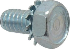 Value Collection - 1/4-20 UNC, 1/2" Length Under Head Hex Drive Machine Screw - Hex Head, Grade J82 Steel, Zinc-Plated Finish, External Tooth - Apex Tool & Supply