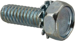 Value Collection - 1/4-20 UNC, 3/4" Length Under Head Hex Drive Machine Screw - Hex Head, Grade J82 Steel, Zinc-Plated Finish, External Tooth - Apex Tool & Supply