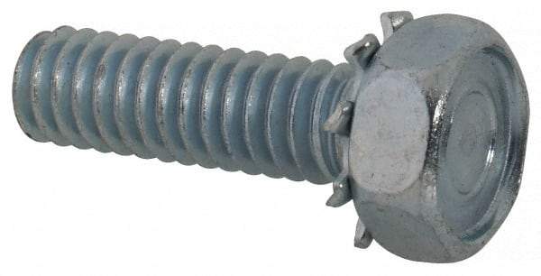 Value Collection - 1/4-20 UNC, 7/8" Length Under Head Hex Drive Machine Screw - Hex Head, Grade J82 Steel, Zinc-Plated Finish, External Tooth - Apex Tool & Supply