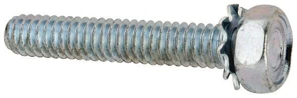 Value Collection - 1/4-20 UNC, 1-1/2" Length Under Head Hex Drive Machine Screw - Hex Head, Grade J82 Steel, Zinc-Plated Finish, External Tooth - Apex Tool & Supply