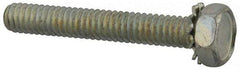 Value Collection - 1/4-20 UNC, 1-3/4" Length Under Head Hex Drive Machine Screw - Hex Head, Grade J82 Steel, Zinc-Plated Finish, External Tooth - Apex Tool & Supply