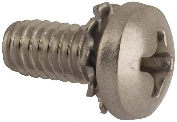 Value Collection - #8-32 UNC, 3/8" Length Under Head Phillips Drive Machine Screw - Pan Head, Grade 18-8 Stainless Steel, External Tooth - Apex Tool & Supply