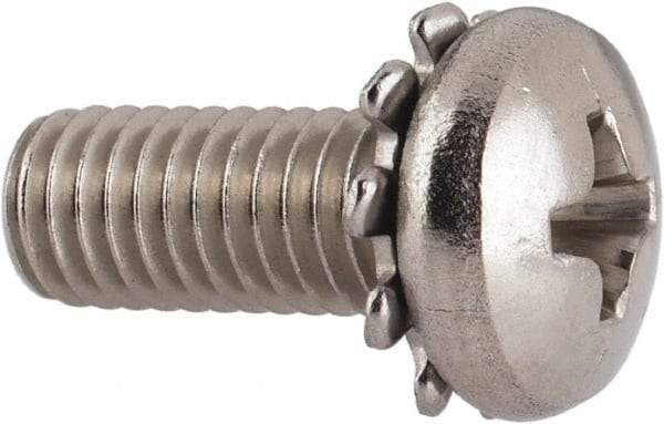 Value Collection - #10-32 UNF, 1/2" Length Under Head Phillips Drive Machine Screw - Pan Head, Grade 18-8 Stainless Steel, External Tooth - Apex Tool & Supply
