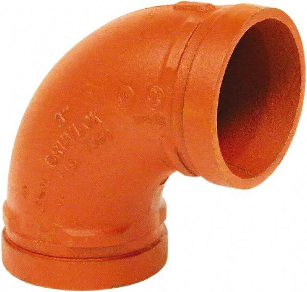 Made in USA - Size 6", Class 150, Malleable Iron Orange Pipe 90° Elbow - Grooved End Connection - Apex Tool & Supply