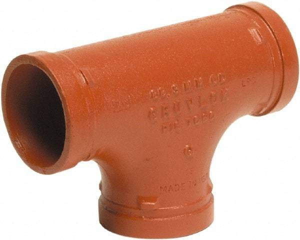 Made in USA - Size 6", Class 150, Malleable Iron Orange Pipe Tee - Grooved End Connection - Apex Tool & Supply