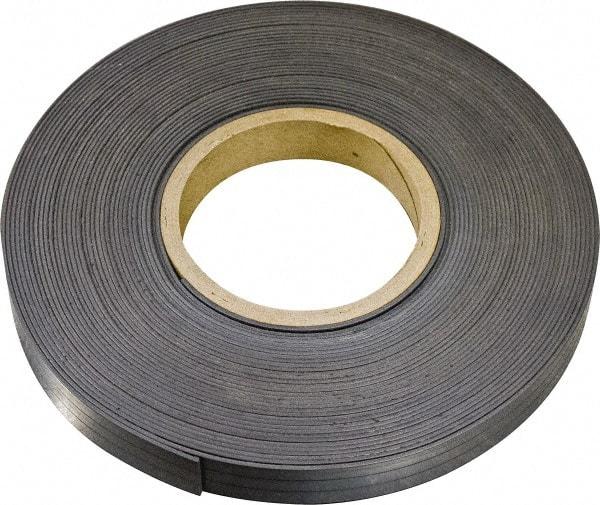 Mag-Mate - 600" Long x 1/2" Wide x 1/8" Thick Flexible Magnetic Strip - 14 Lb Max Pull Force, 8 Linear Ft/Lb Magnetic Pull Force, Plain Back, Dark Brown - Apex Tool & Supply