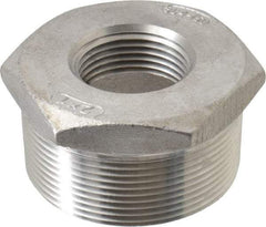 Merit Brass - 2 x 1" Grade 304 Stainless Steel Pipe Hex Bushing - MNPT x FNPT End Connections, 150 psi - Apex Tool & Supply