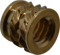 E-Z LOK - #2-56, 0.118" Small to 0.123" Large End Hole Diam, Brass Single Vane Tapered Hole Threaded Insert - 0.136" Insert, 0.122" Pilot Diam, 0.115" OAL, 0.08" Min Wall Thickness - Apex Tool & Supply