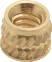 E-Z LOK - #4-40, 0.153" Small to 0.159" Large End Hole Diam, Brass Single Vane Tapered Hole Threaded Insert - 0.172" Insert, 0.157" Pilot Diam, 0.135" OAL, 0.093" Min Wall Thickness - Apex Tool & Supply
