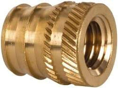E-Z LOK - 3/8-16, 0.488" Small to 0.54" Large End Hole Diam, Brass Double Vane Tapered Hole Threaded Insert - 9/16" Insert, 0.493" Pilot Diam, 5/8" OAL, 0.293" Min Wall Thickness - Apex Tool & Supply