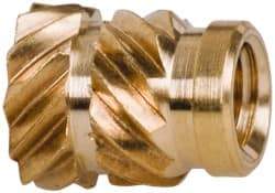 E-Z LOK - #4 40 UNC, 0.181" Diam, Brass Unheaded Heat Installed Threaded Insert - 0.157" Hole, 0.226" OAL, 0.181" Head Diam - Apex Tool & Supply