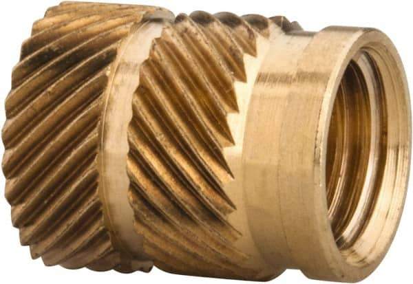 E-Z LOK - 5/16 24 UNF, 0.403" Diam, Brass Unheaded Heat Installed Threaded Insert - 0.378" Hole, 1/2" OAL, 0.403" Head Diam - Apex Tool & Supply