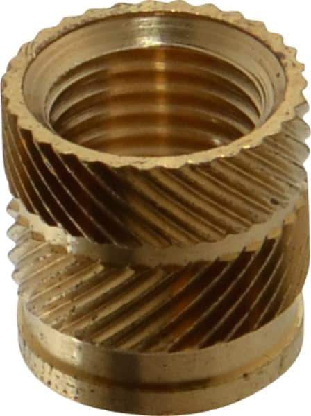 E-Z LOK - 3/8 24" UNF, 0.494" Diam, Brass Unheaded Heat Installed Threaded Insert - 15/32" Hole, 1/2" OAL, 0.494" Head Diam - Apex Tool & Supply