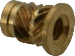 E-Z LOK - #4 40 UNC, 0.181" Diam, Brass Headed Heat Installed Threaded Insert - 0.157" Hole, 1/4" OAL x 0.021" High, 0.218" Head Diam - Apex Tool & Supply