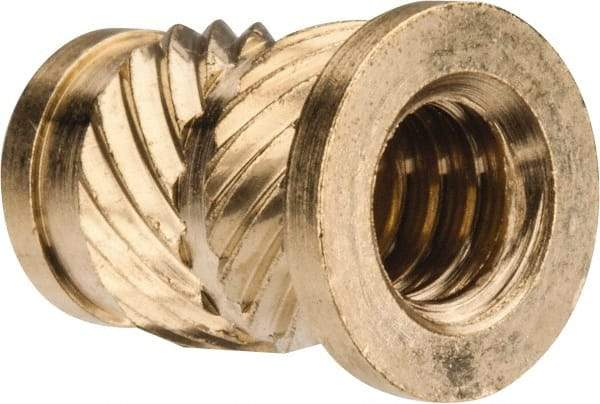 E-Z LOK - #10 24 UNC, 0.278" Diam, Brass Headed Heat Installed Threaded Insert - 1/4" Hole, 0.418" OAL x 0.04" High, 5/16" Head Diam - Apex Tool & Supply