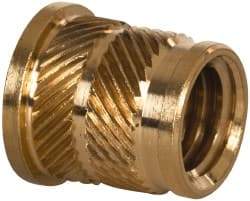 E-Z LOK - 3/8 16 UNC, 0.494" Diam, Brass Headed Heat Installed Threaded Insert - 15/32" Hole, 9/16" OAL x 0.065" High, 0.551" Head Diam - Apex Tool & Supply