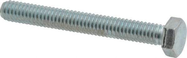 Made in USA - 5/16-18 UNC, 2-1/2" Length Under Head Hex Head Cap Screw - Fully Threaded, Grade 5 Steel, Zinc-Plated Finish, 1/2" Hex - Apex Tool & Supply